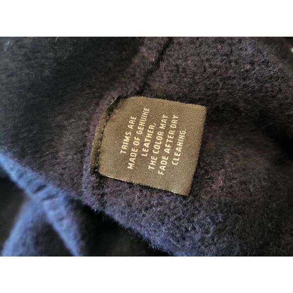 Bloomingdale's Sweater Men's Medium Navy Blue 1/4 Zip Wool Cashmere Cozy Leather - Picture 4 of 4